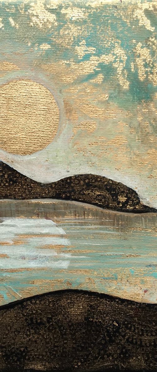 Lulworth Cove in Gold leaf by Marja Brown