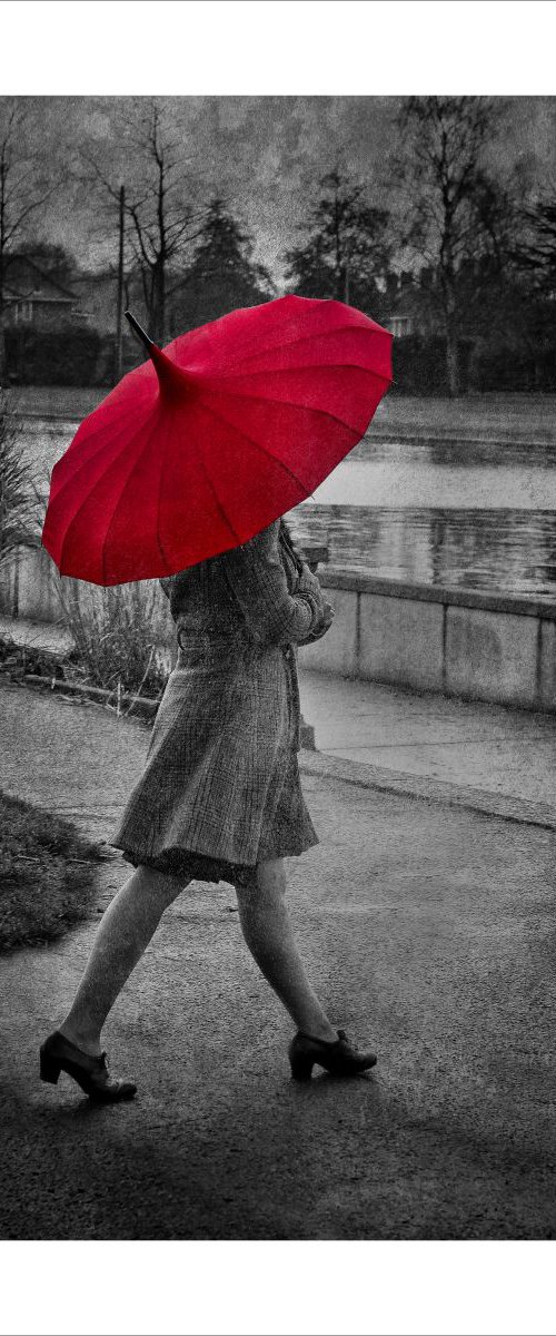 Girl with the red brolly by Martin  Fry