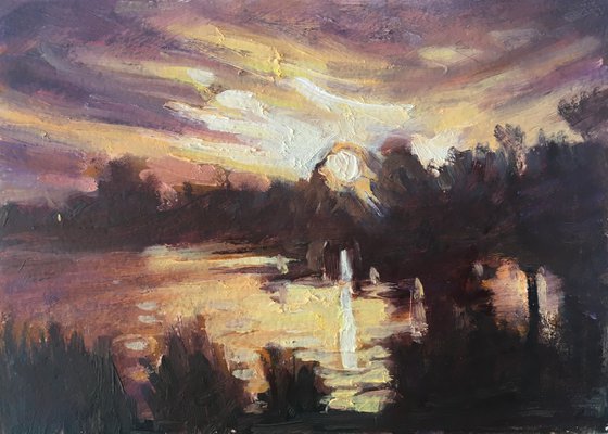 Sunset over Pen Ponds, Richmond Park