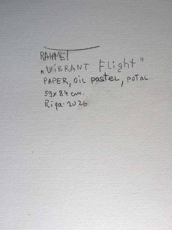 Vibrant Flight, Paper, Oil Pastel, 86x59 cm