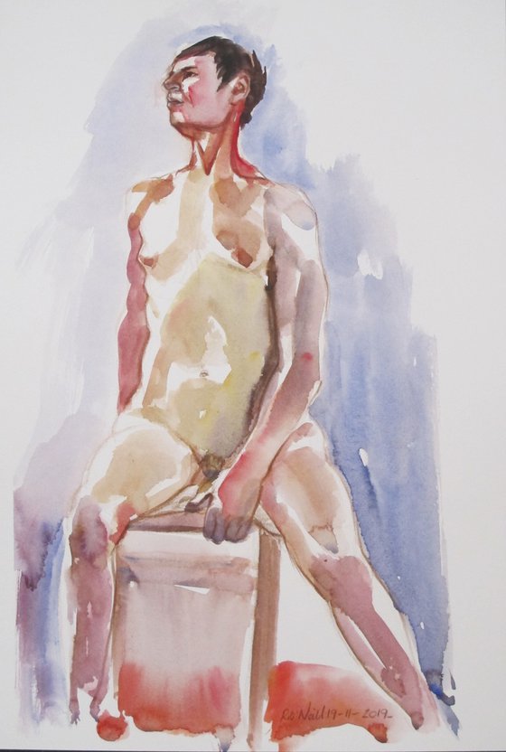 Seated male nude