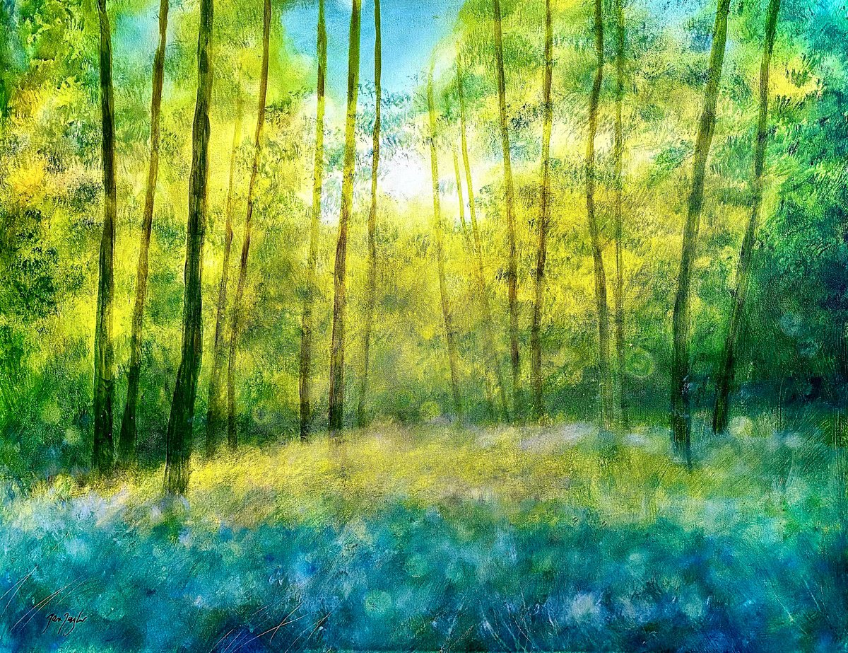 Impressionistic Landscape Acrylic Painting By Jennifer Taylor, 35 X 28, Golden Awakening, Original Artwork