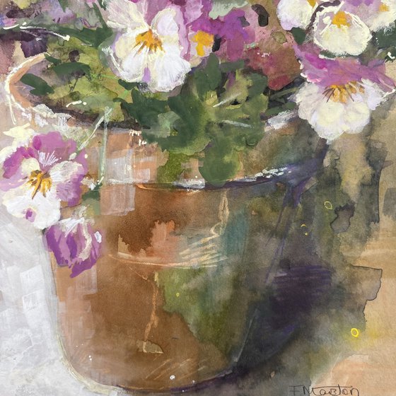 Pansies in a Pot