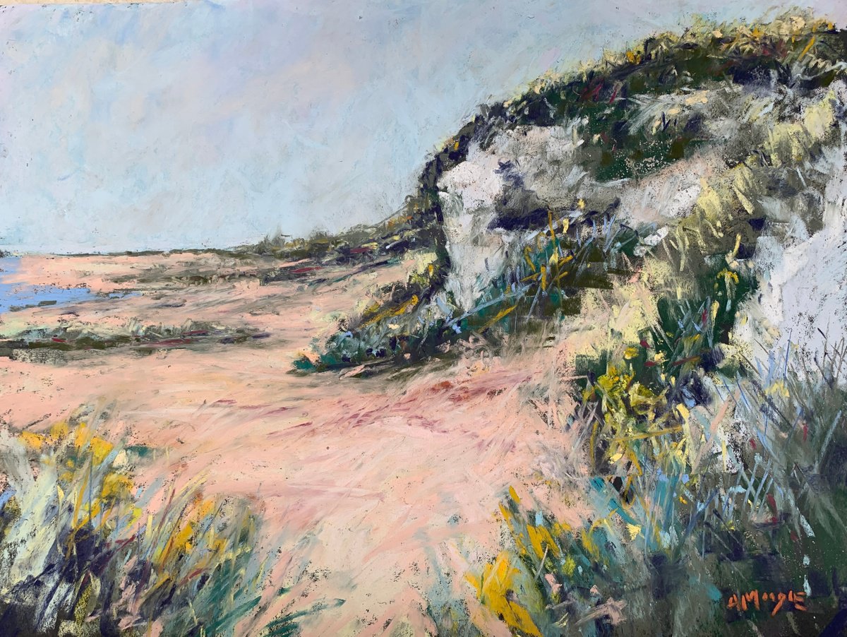 Impressionistic Landscape Pastel Drawing By Andrew Moodie, 16 X 12, Hunstanton Sands, Original Artwork