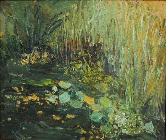 Green Pond. Original Oil Painting.