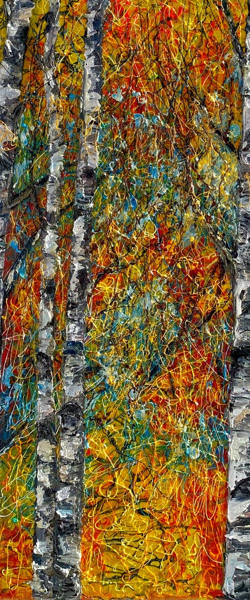 Colorful Aspen Trees by Lena Owens at OLena Art