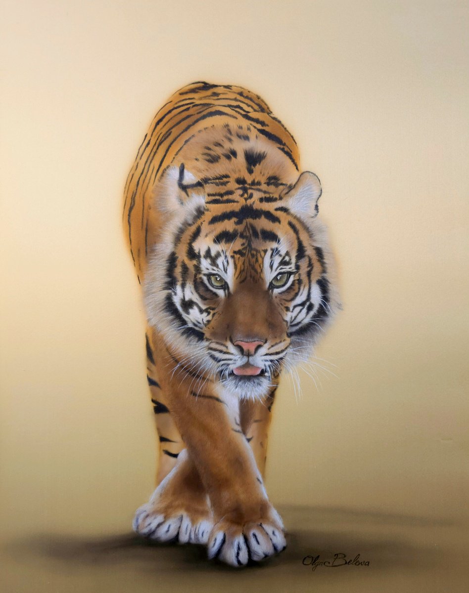 Photorealistic Animal Acrylic Painting By Olga Belova, 20 X 24", Mighty-Silk Painted Portrait, Original Artwork