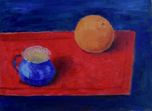 Still life with orange by Elena Zapassky