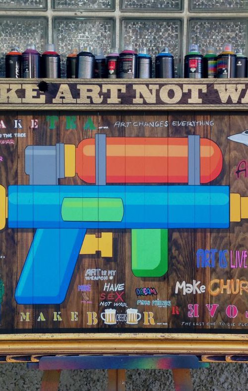 MAKE ART NOT WAR  (142 x 52cm) (55.9 x 28.3") XL! by Segutoart