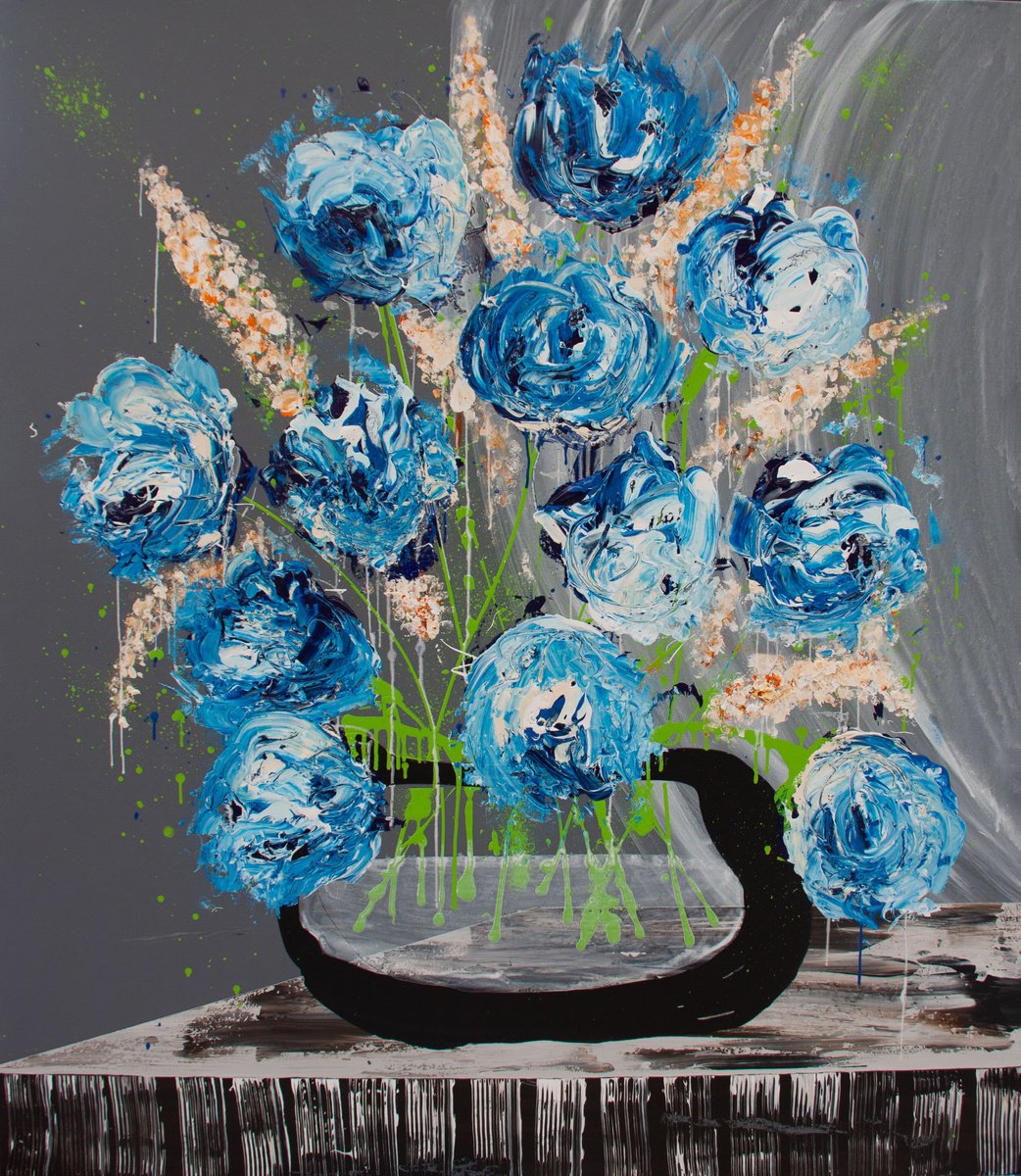 Blue Flowers - Floral 4 by Annette Spinks