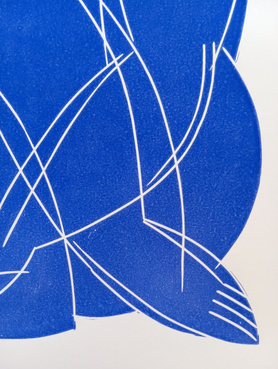 Linoprint "Blue nude-1" 50x70cm