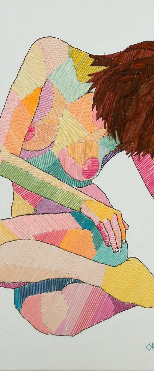 Embroidered Female Nude Figure Study 4 by Andrew Orton