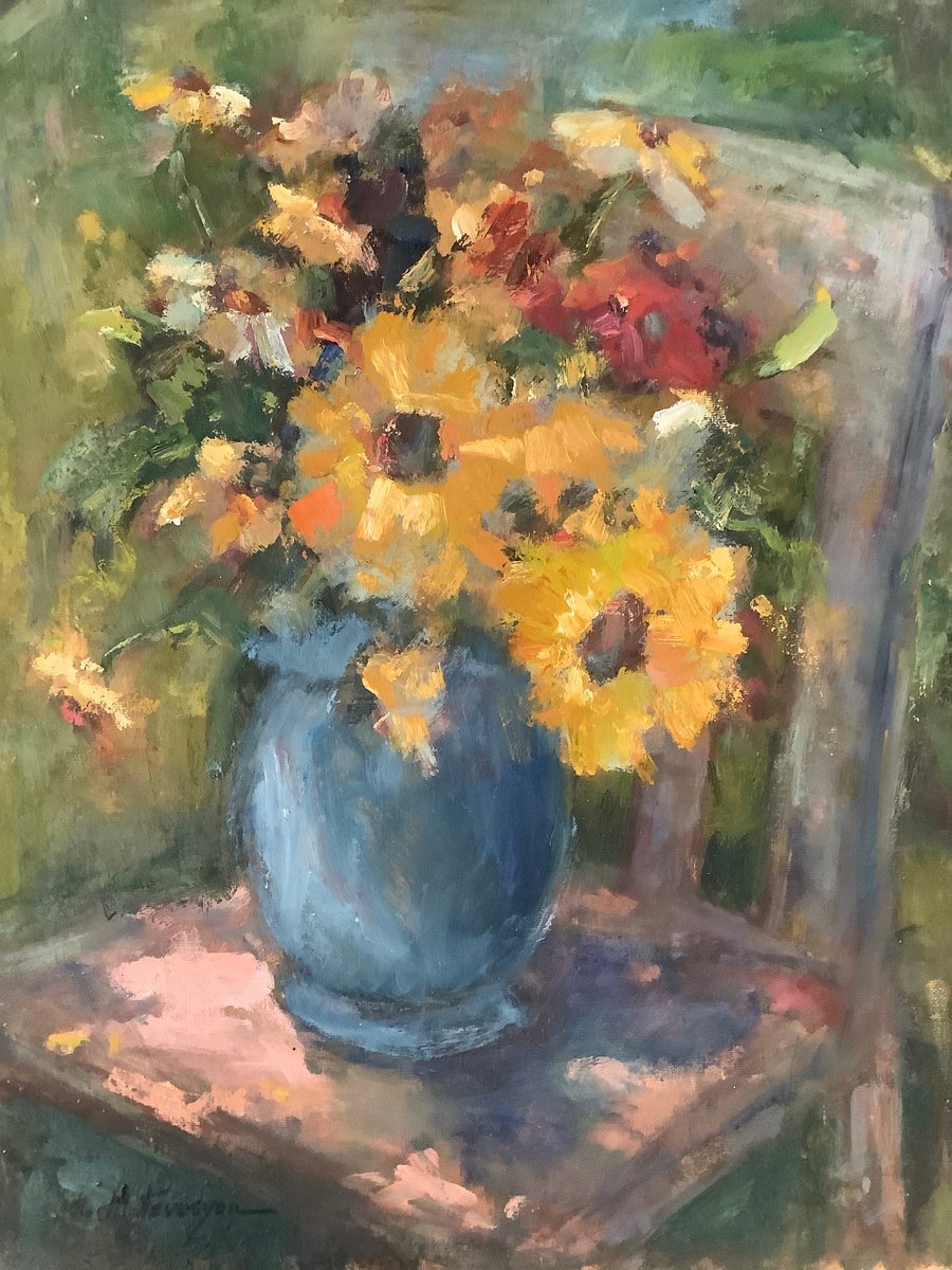 Impressionistic Botanical Oil Painting By Lia Matevosyan Haselton, 16 X 20", Bouquet, Original Artwork