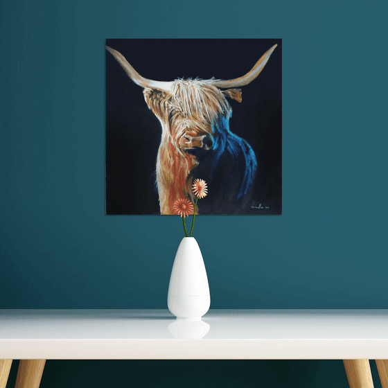 Highland cow painting, made in Scotland art