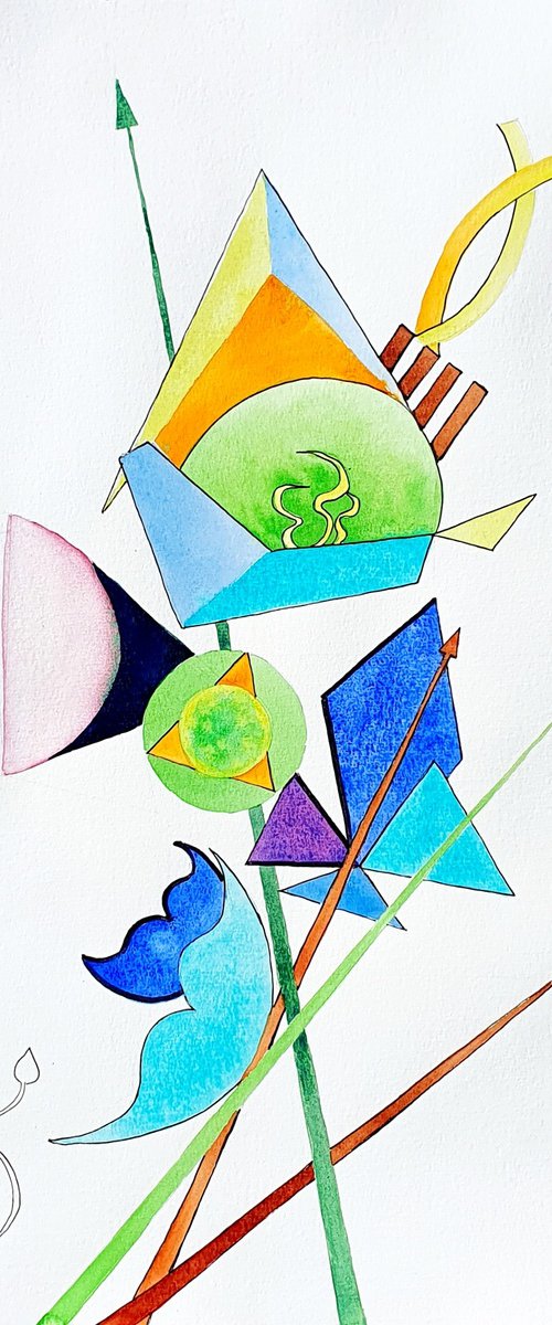Sword lily 2 - abstract painting inspired by Kandinsky by Natasha Sokolnikova
