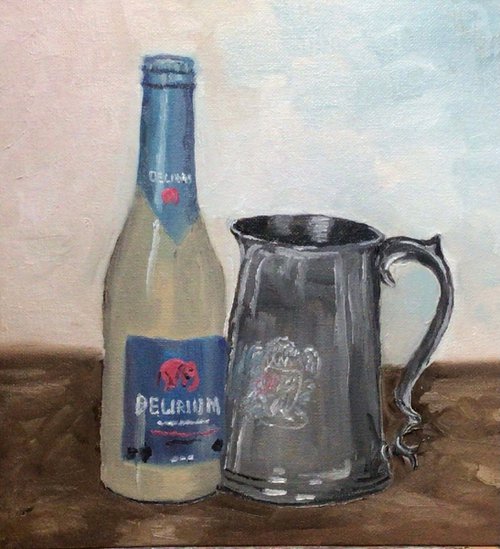 Delerium Tremens Belgian Beer, An original oil painting by Julian Lovegrove Art