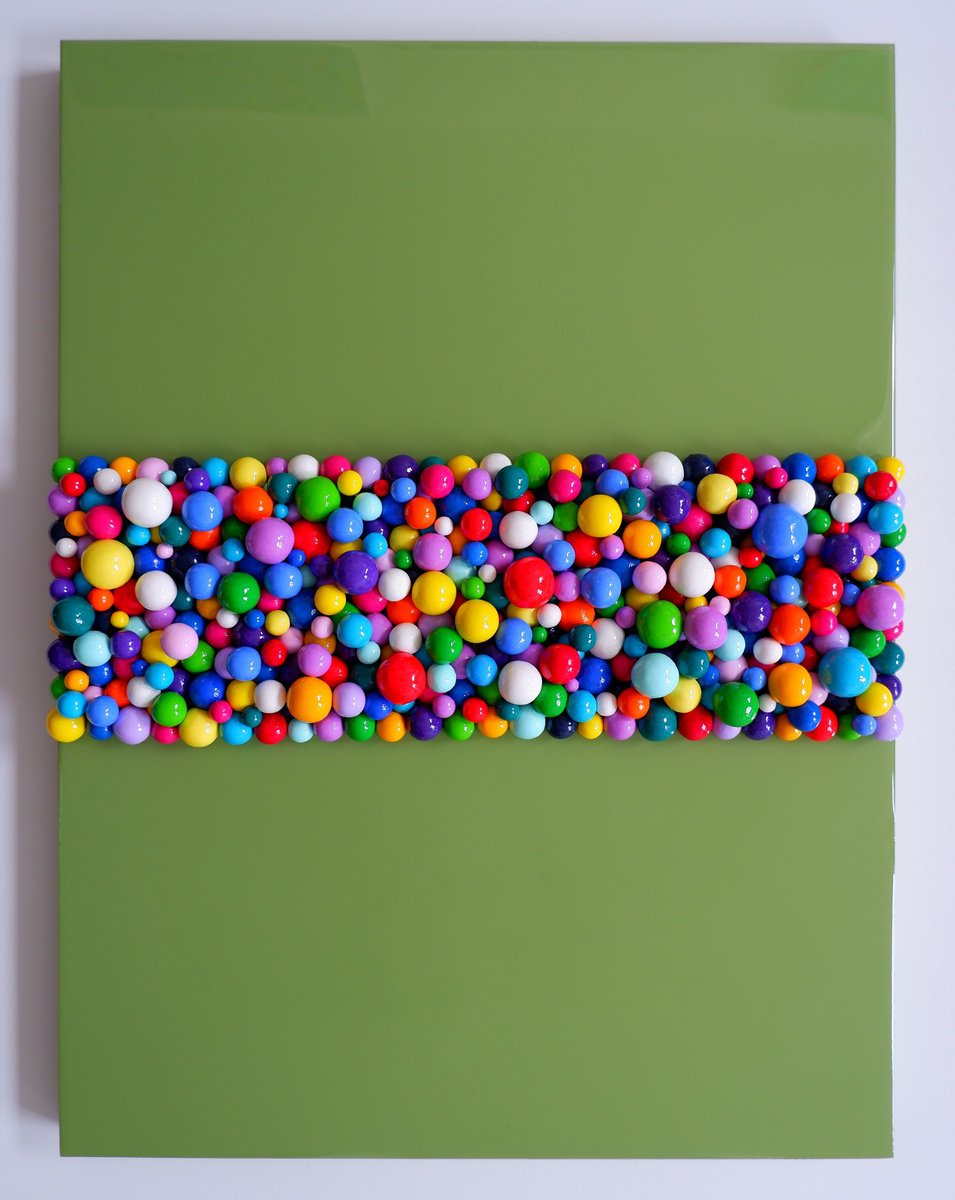 Impressionistic Abstract Sculpture By Van Lanigh, 24 X 31", Everything Is A Bridge | 3D Pointillism, Original Artwork