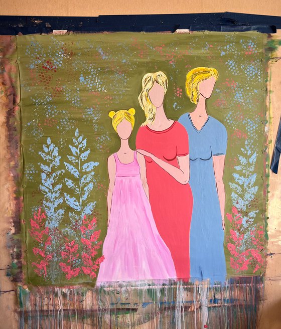 Grandmothe Mother Daughter original Painting