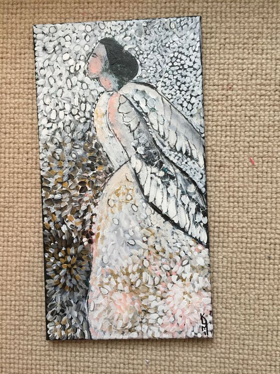 Angel Like You Painting of Angel Original Acrylic Painting on Canvas Ready to Hang Fine Art UK Art Affordable Art Home Decor - 38x20 cm - 15"x8"