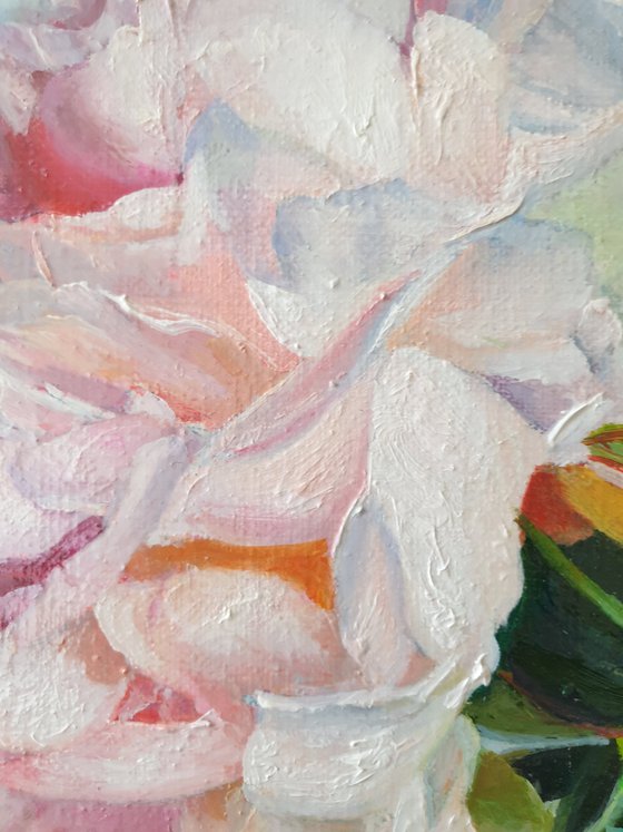 "Ah, those peonies ... " flower  Peonies liGHt original painting  GIFT (2021)