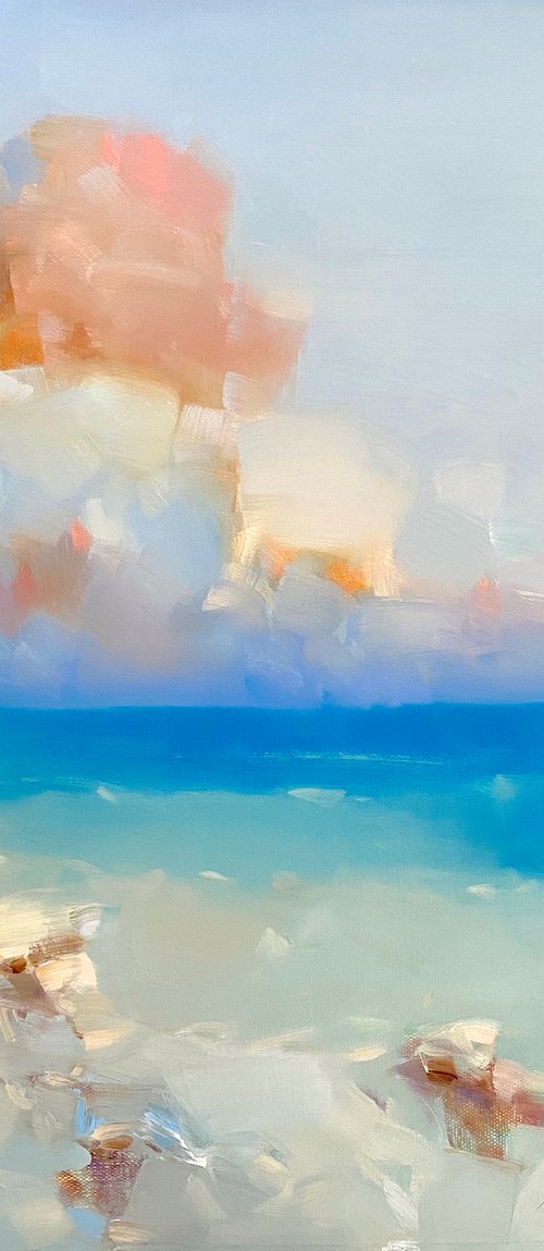 Turquoise Ocean, Original oil painting, Handmade artwork, One of a kind by Vahe Yeremyan