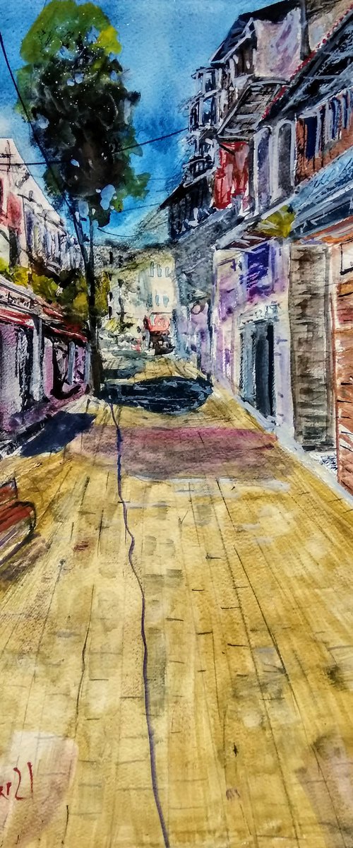 The old street in Haifa by Leonid Kirnus