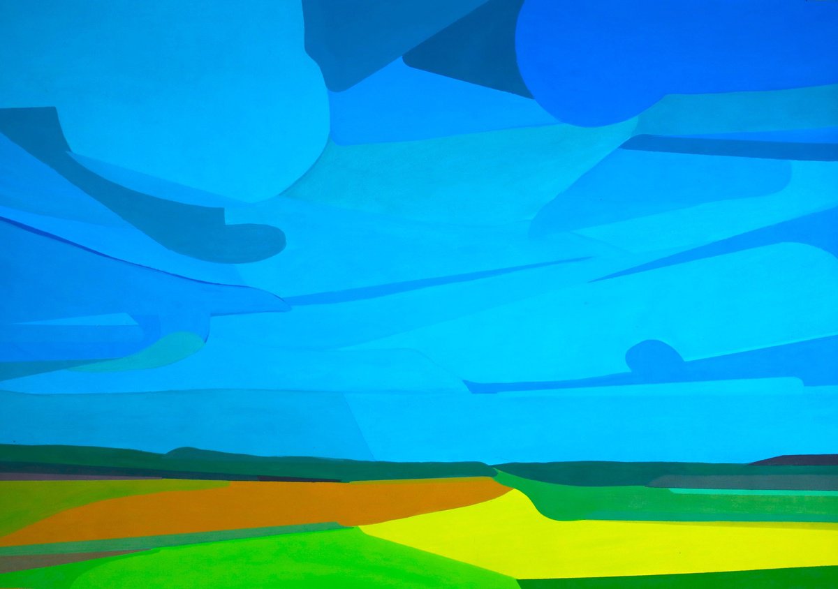 Impressionistic Botanical Acrylic Painting By Vast Swamp, 20 X 15", Field, Original Artwork