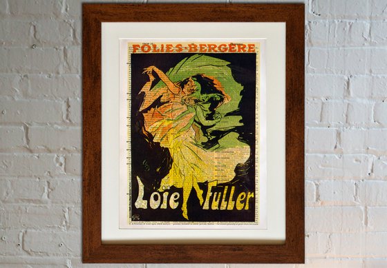 Folies-Bergère Loie Fuller 2 - Collage Art Print on Large Real English Dictionary Vintage Book Page