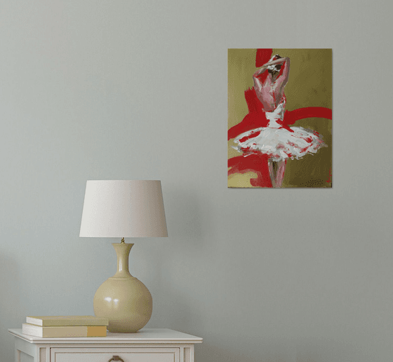 Backstage series  backstage 7-Gold Series Ballerina- woman Painting on MDF