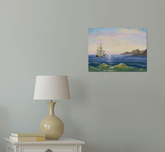 Seascape with a sailboat