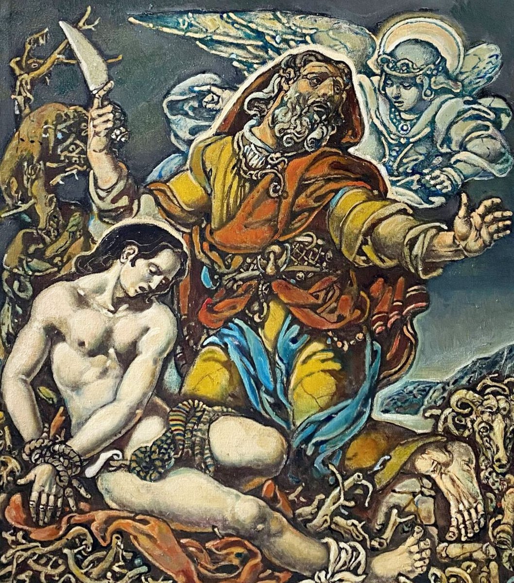 Expressive Oil Painting , Sacrifice Of Abraham By Oleg And Alexander Litvinov, 18 X 21, Artwork For Sale On Artfinder