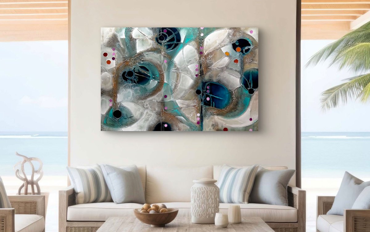 Organic Abstract Painting By Jakub Jecminek, 59 X 39, Fabric Of Time And Space, Original Artwork