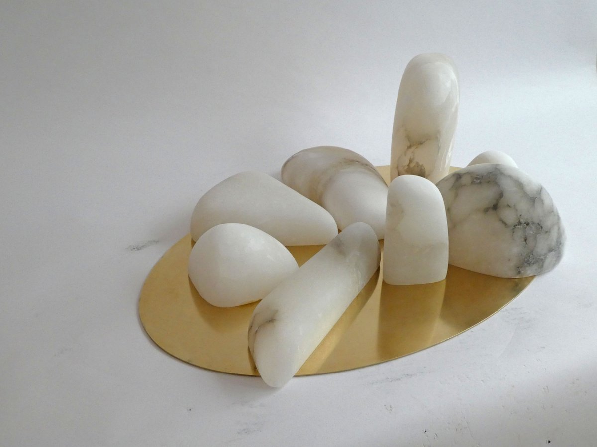 Organic Abstract Stone Sculpture By Fieke De Roij, 28 X 9, Cloudscape, Original Artwork