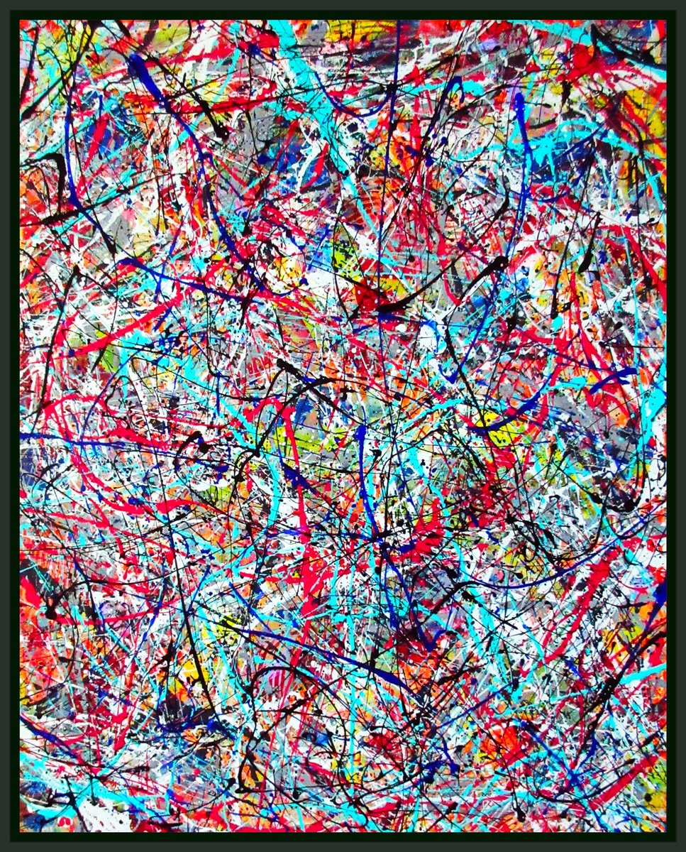 Abstract Acrylic Painting By Tomas Gorjanc - Tomo, 33 X 41", Color Pulses, Framed, Original Artwork