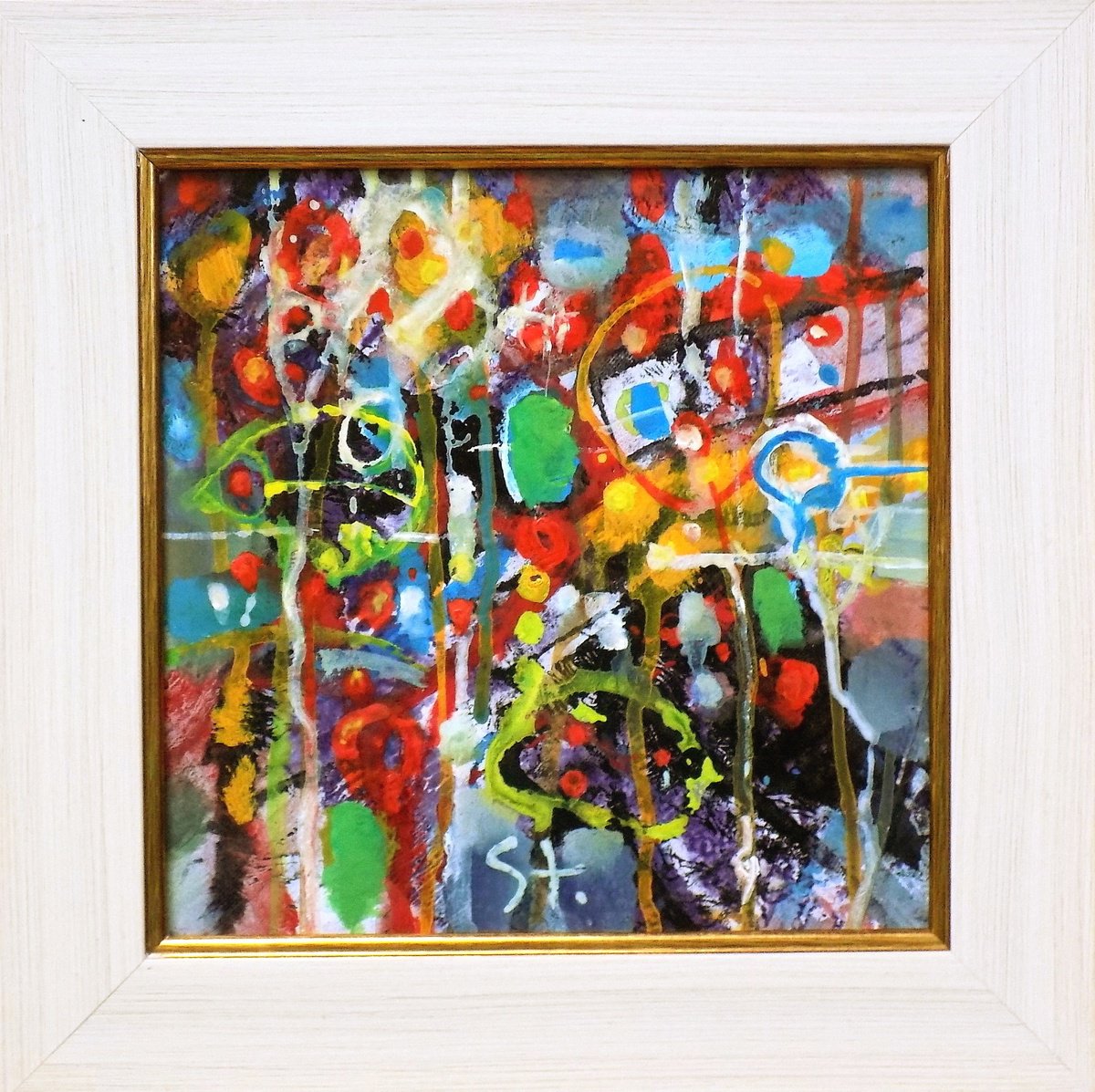 Abstract Acrylic Painting By Stanislav Bojankov, 12 X 12", Jazzy Mood-Ix, Original Artwork