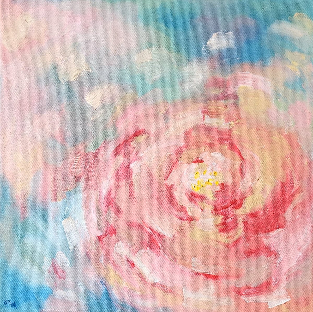 Impressionistic Botanical Oil Painting By Katrina Case, 12 X 12", Song, Original Artwork