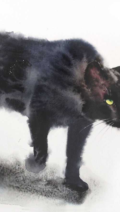 Black Cat by Olga Beliaeva Watercolour