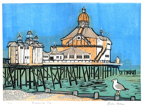 Eastbourne Pier. Limited Edition large linocut