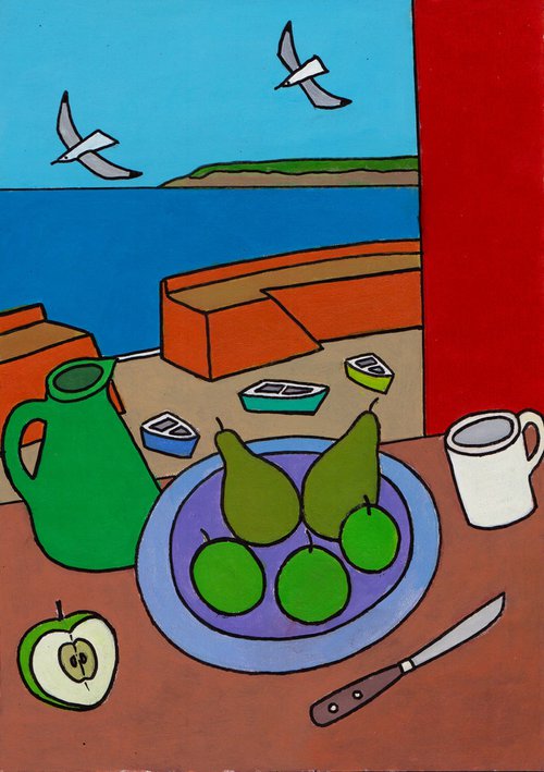 "Still Life with harbour view, Mousehole" by Tim Treagust