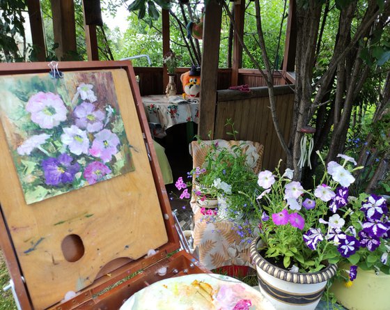 Petunia Flowers Painting