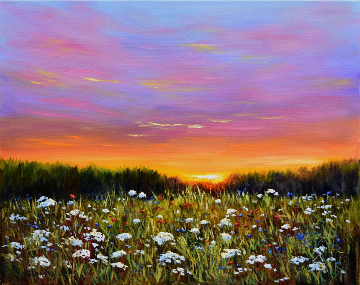 Sunset over a Meadow by Yulia Nikonova