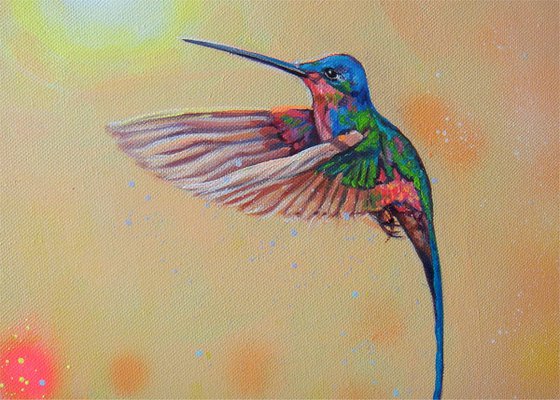 "Hummingbird at Sunset" LARGE painting