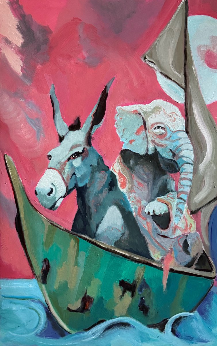 Illustrative Oil Painting , The Game Breaks Down By Lola Jovan, 12 X 19, Artwork For Sale On Artfinder