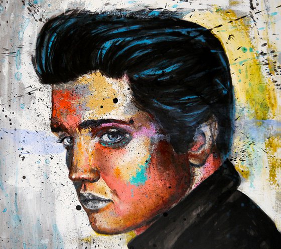 Portrait King Elvis Blue