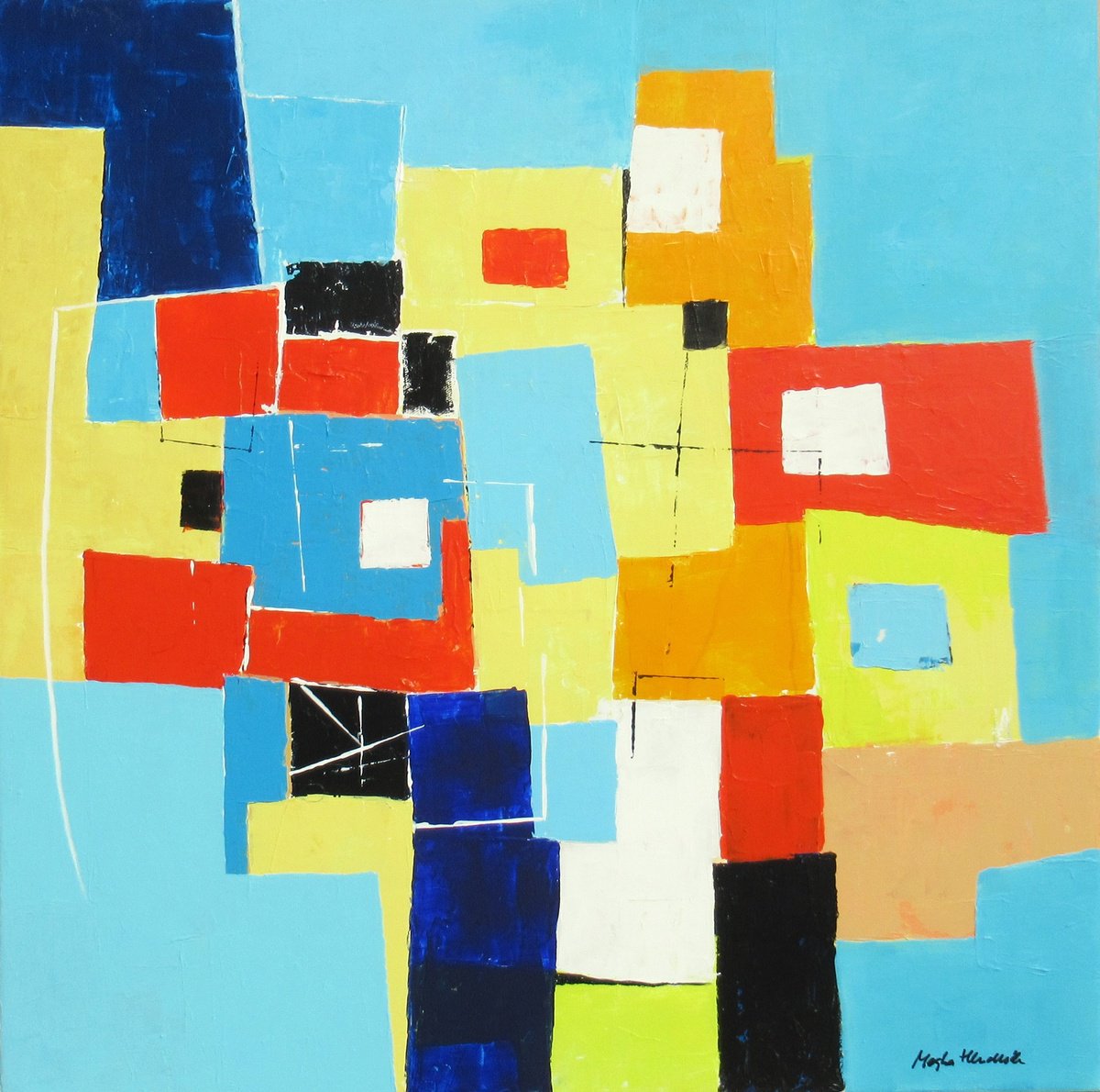 Expressive Abstract Acrylic Painting By Megha Hendrick., 24 X 24", Dialogue - 3., Original Artwork