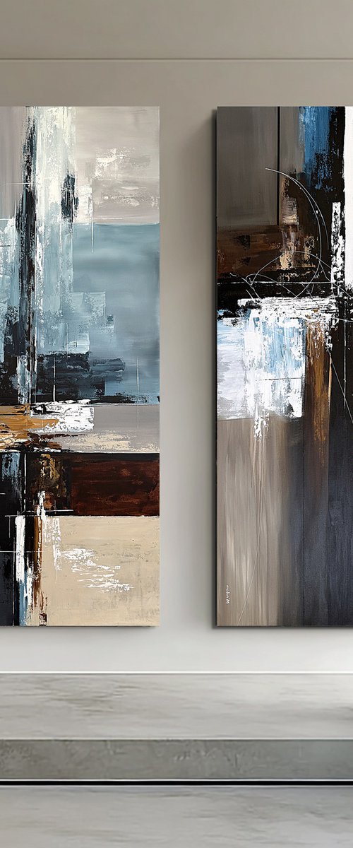 Oceanic Geometry: Tidal Axis set diptych by Tatiana Malinovscaia
