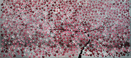 Blooming Tree II - Supersize acrylic abstract painting cherry blossoms nature painting canvas wall art