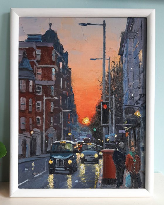 Fulham road sunset, London