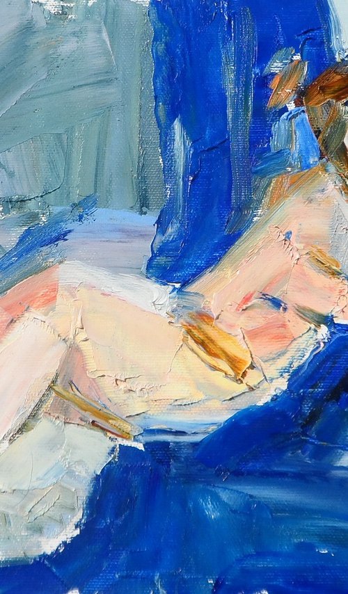 " nude on blue " by Yehor Dulin