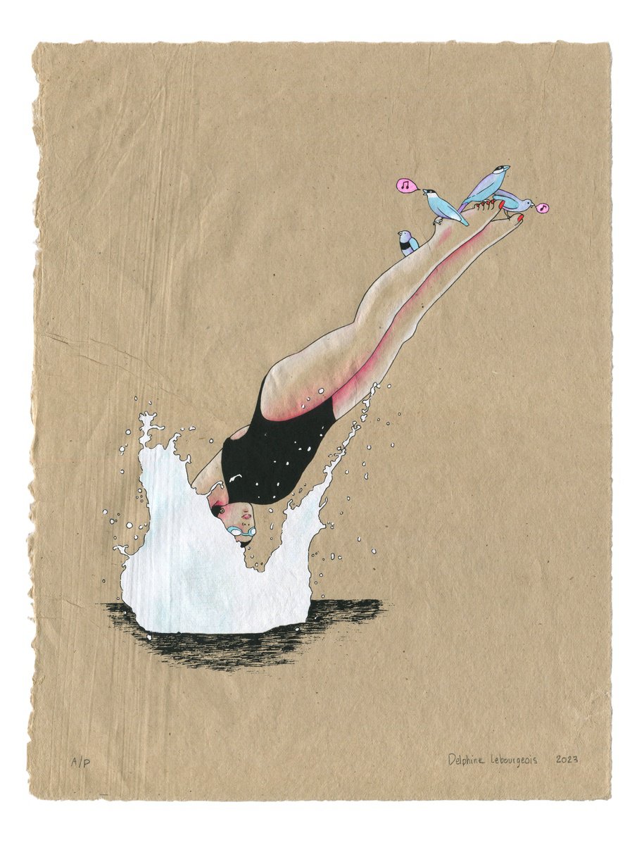 Surrealistic Portrait Screenprint By Delphine Lebourgeois, 11 X 15, Chance Encounters, Original Artwork